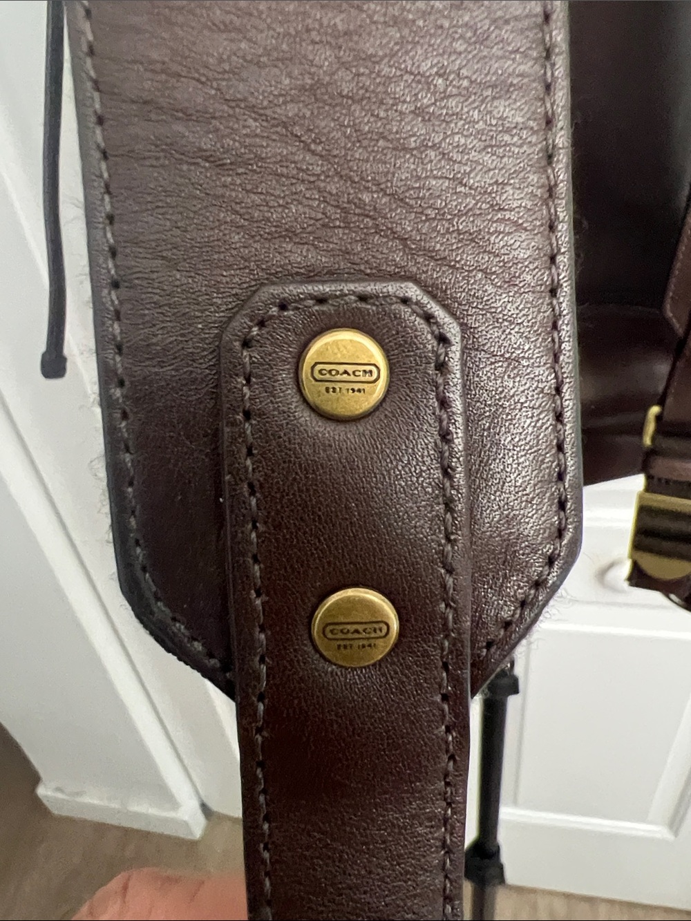 Coach Dark Brown Leather Buckle Backpack with Brass Hardware - Picture 7 of 17